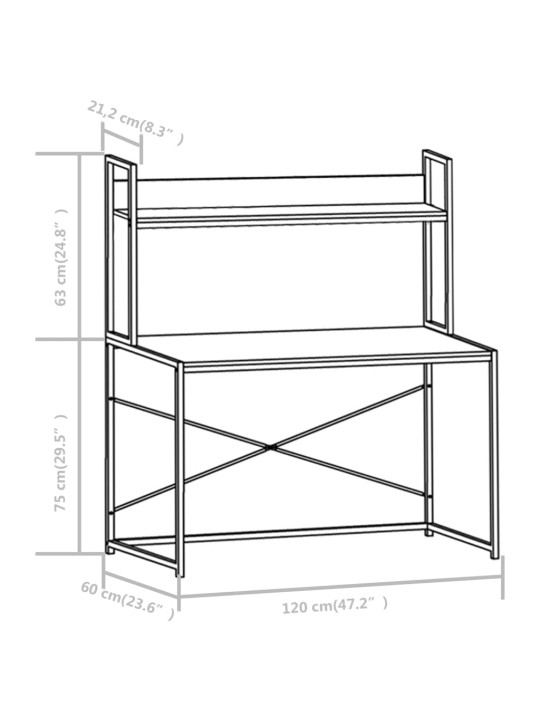 Arvutilaud, must, 120 x 60 x 138 cm