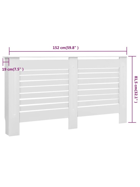 Radiaatorikate valge 152 x 19 x 81,5 cm, mdf