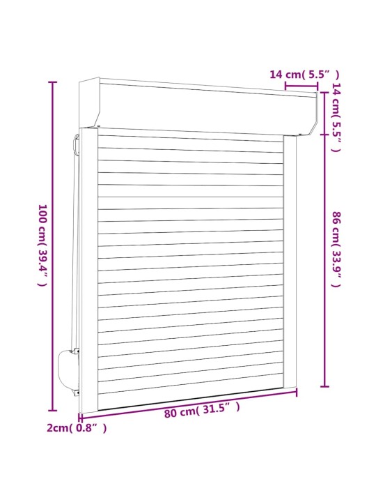 Fassaadiruloo alumiinium 80 x 100 cm, antratsiithall