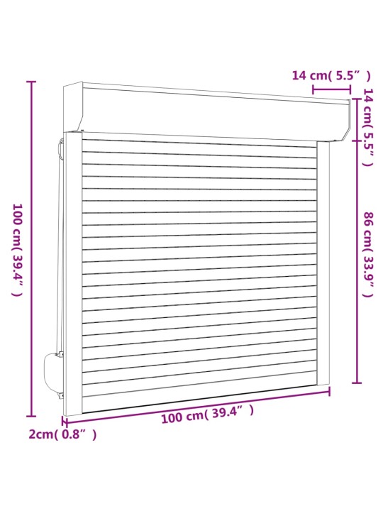 Fassaadiruloo alumiinium 100 x 100 cm, antratsiithall