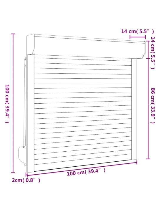 Fassaadiruloo alumiinium 100 x 100 cm, antratsiithall