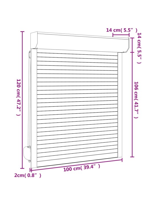 Fassaadiruloo alumiinium 100 x 120, antratsiithall