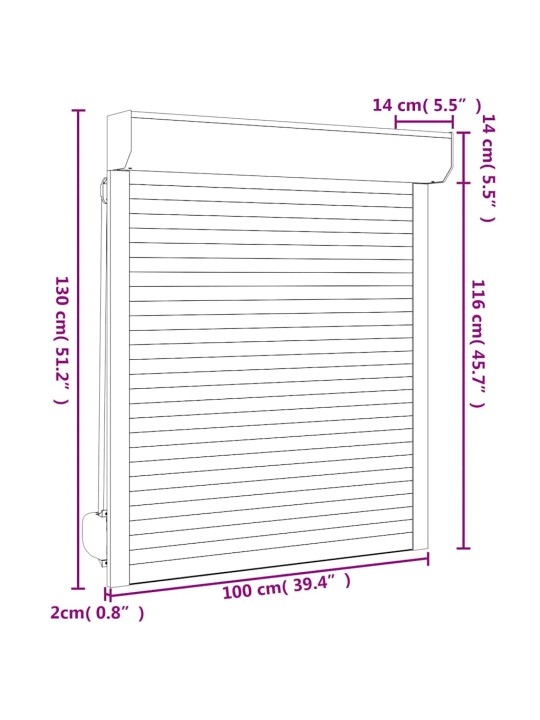 Fassaadiruloo alumiinium 100 x 130 cm, antratsiithall