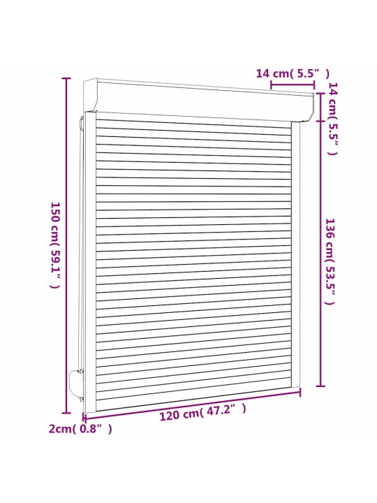 Fassaadiruloo alumiinium 120 x 150 cm, antratsiithall