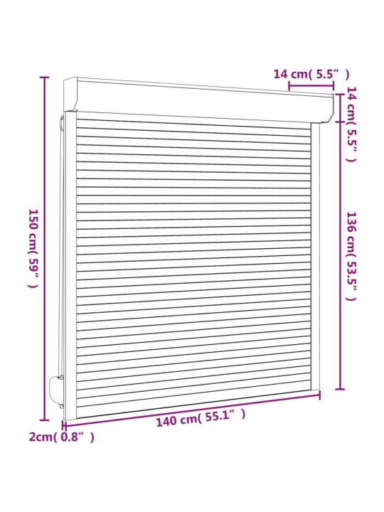 Fassaadiruloo alumiinium 140 x 150, antratsiithall