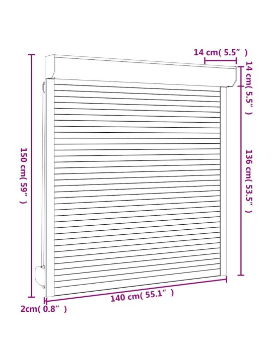 Fassaadiruloo alumiinium 140 x 150, antratsiithall