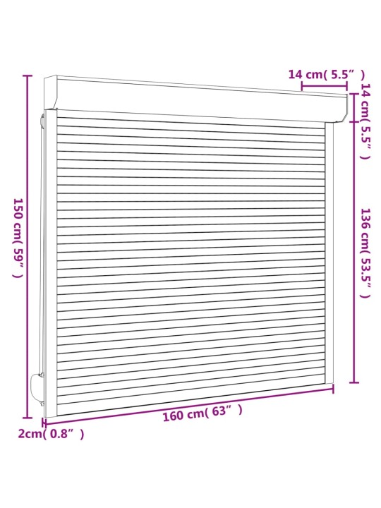 Fassaadiruloo alumiinium 160 x 150 cm, antratsiithall