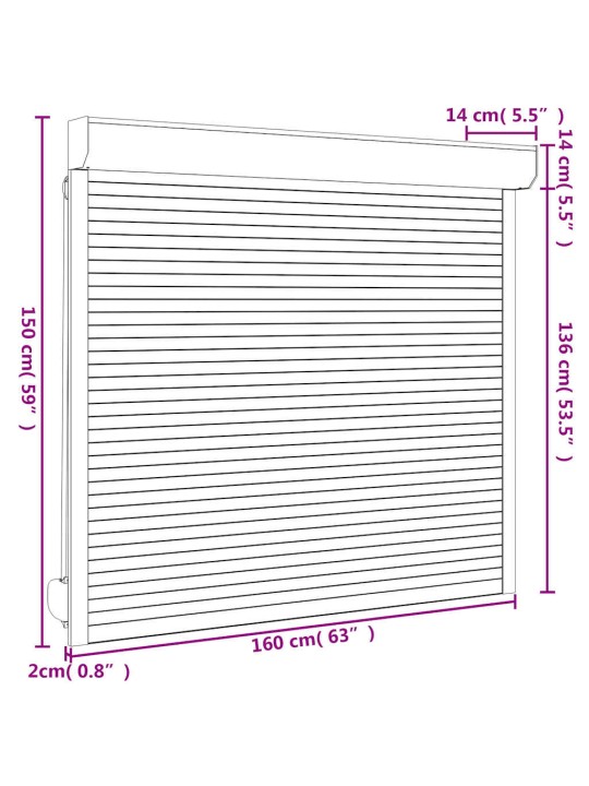 Fassaadiruloo alumiinium 160 x 150 cm, antratsiithall