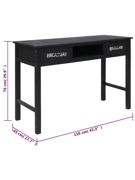 Konsoollaud, must, 110 x 45 x 76 cm, puit
