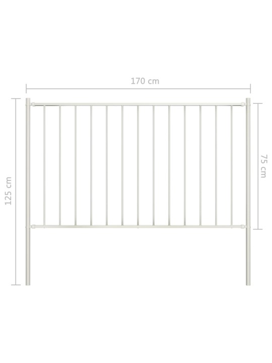 Aiapaneel postidega, pulbervärvitud teras, 1,7 x 0,75 m, valge