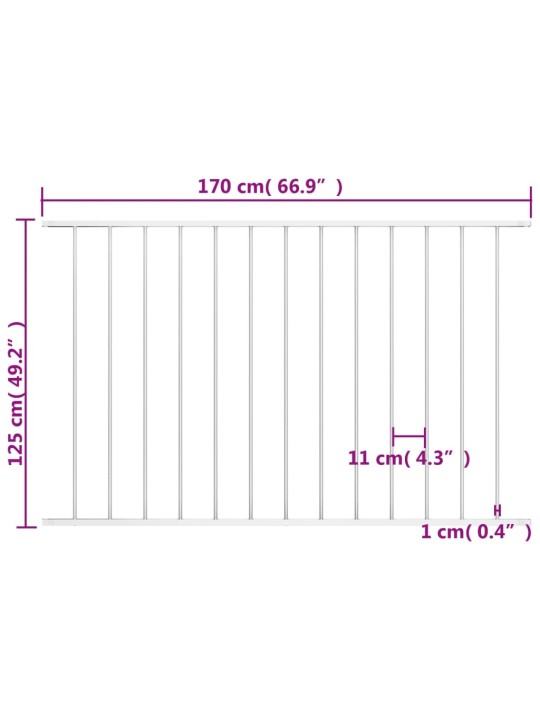 Aiapaneel, pulbervärvitud teras 1,7 x 1,25 m valge