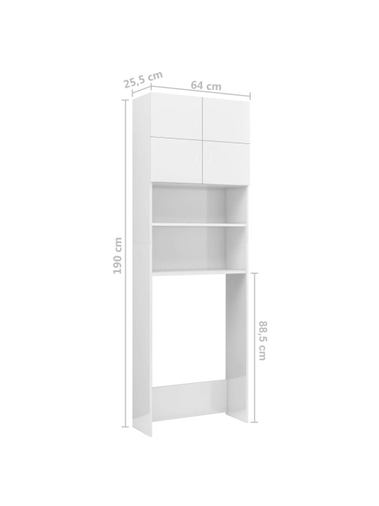 Pesumasinakapp, valge, 64 x 25,5 x 190 cm, puitlaastplaat