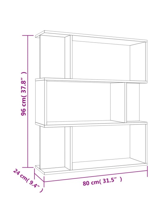 Raamatukapp, sonoma tamm, 80 x 24 x 96 cm, puitlaastplaat