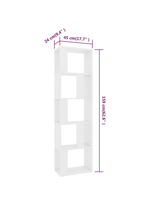 Raamaturiiul/ruumijagaja valge 45 x 24 x 159 cm puitlaastplaat