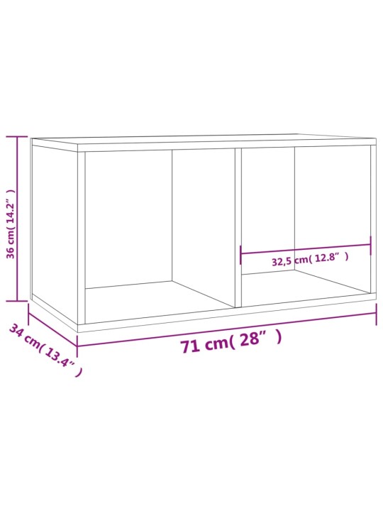 Vinüülplaatide kapp, suitsutatud tamm 71 x 34 x 36 cm tehispuit