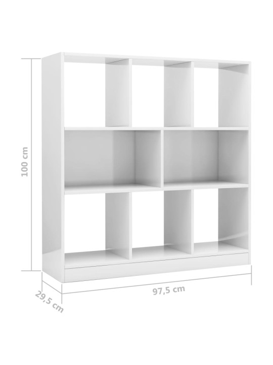 Raamaturiiul kõrgläikega valge 97,5x29,5x100 cm, puitlaastplaat