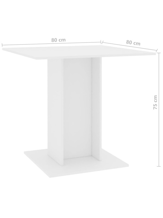Söögilaud, valge 80 x 80 x 75 cm puitlaastplaat