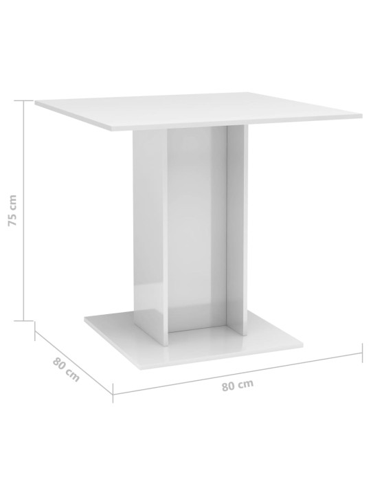 Söögilaud, kõrgläikega, valge 80 x 80 x 75 cm puitlaastplaat