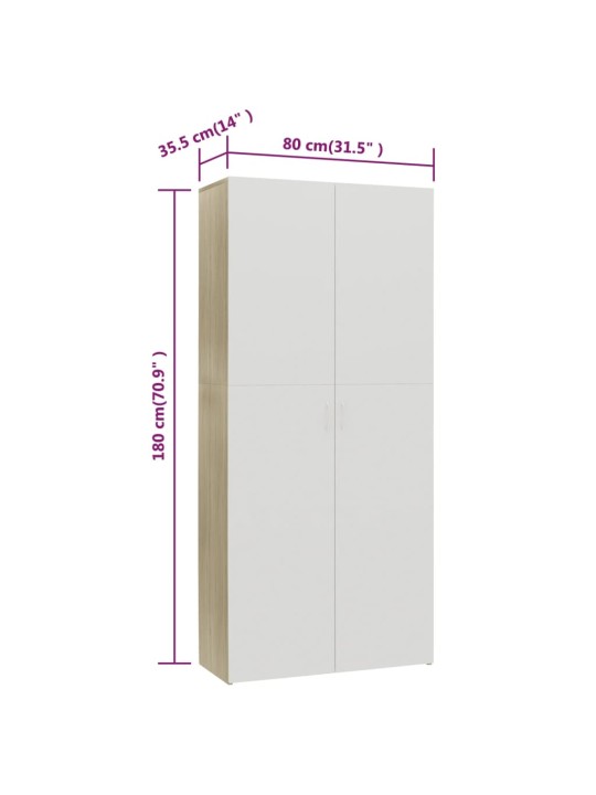 Kingakapp, valge ja sonoma tamm, 80 x 35,5 x 180 cm