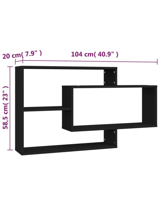 Seinariiulid must 104x20x58,5 cm puitlaastplaat