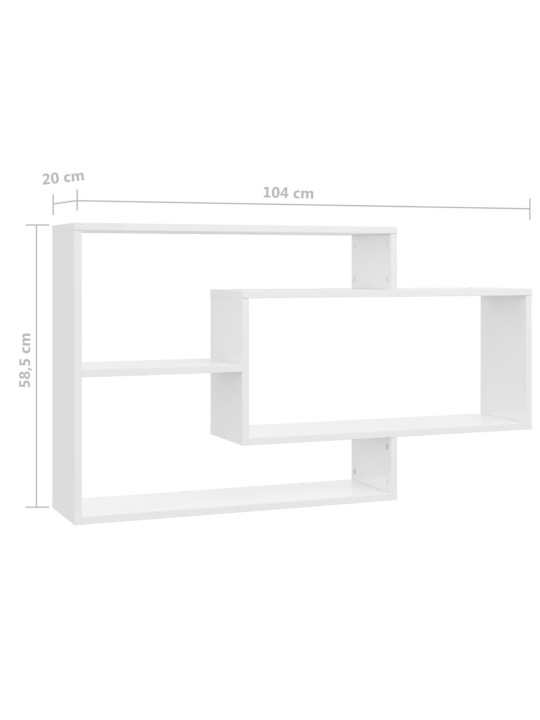 Seinariiulid kõrgläikega valge 104x20x58,5 cm puitlaastplaat