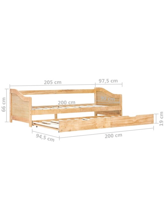 Väljatõmmatav diivanvoodiraam männipuidust  90 x 200 cm