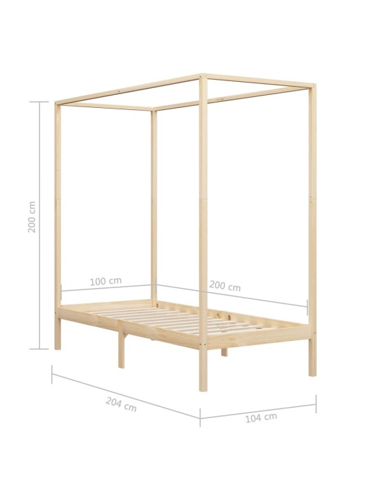 Baldahhiinvoodi raam, tugevast männipuidust, 100 x 200 cm