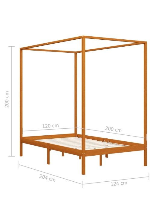 Baldahhiinvoodi raam, meepruun, männipuit, 120 x 200 cm