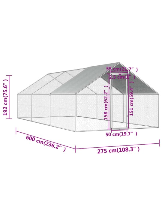 Kanapuur, 2,75 x 6 x 1,92 m, tsingitud teras