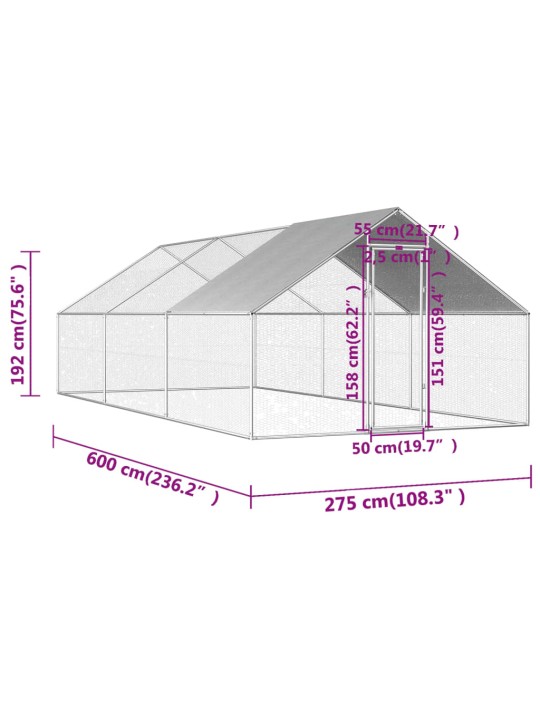 Kanapuur, 2,75 x 8 x 1,92 m, tsingitud teras