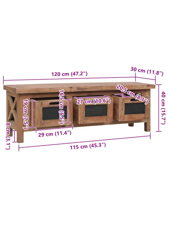 TELERIKAPP 3 SAHTLIGA 120 X 30 X 40 CM, TOEKAS MAHAGONIPUIT