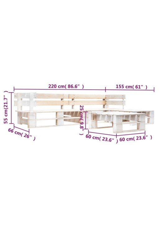 4-osaline kaubaalustest aiamööbel, puit, valge