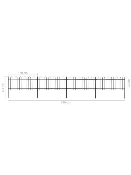 Kumerate otstega aed, teras, 6,8 x 0,8 m, must