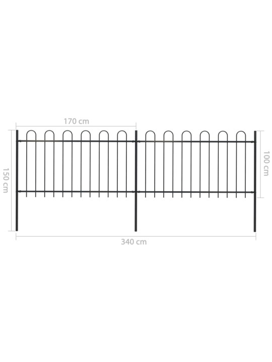 Kumerate otstega aed, teras, 3,4 x 1 m, must