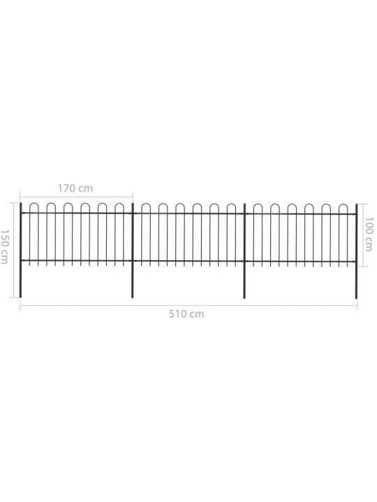 Kumerate otstega aed, teras, 5,1 x 1 m, must