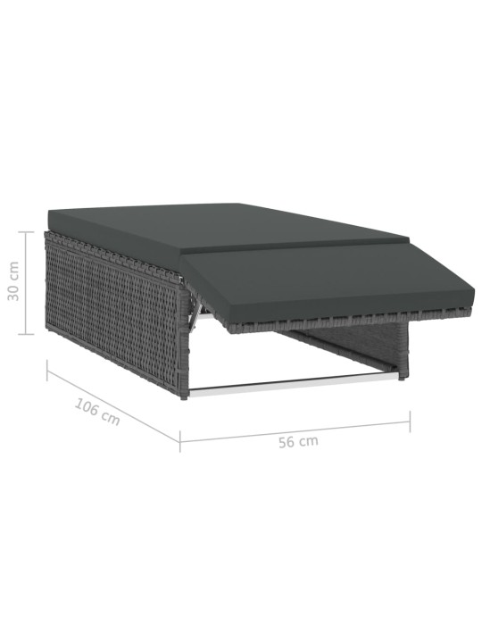 2-osaline aiamööblikomplekt patjadega, polürotang, hall