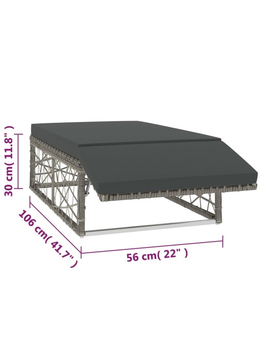 2-osaline aiamööblikomplekt patjadega, polürotang, hall