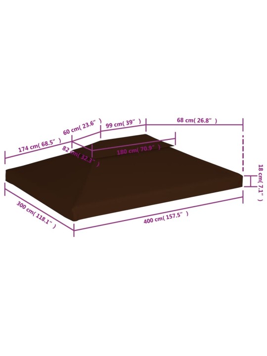 Kahekordne varjualuse katus 310 g/m² 4 x 3 m, pruun