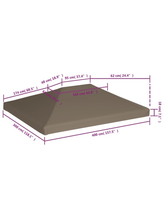 Varjualuse katus 310 g/m² 3 x 4 m, pruunikashall