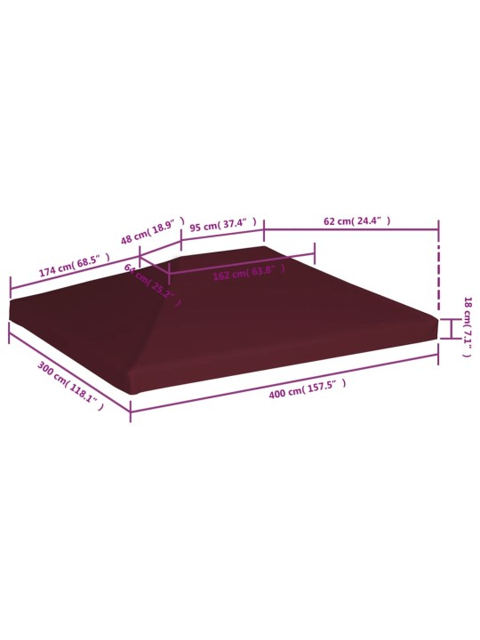 Varjualuse katus 310 g/m² 3 x 4 m, bordoopunane