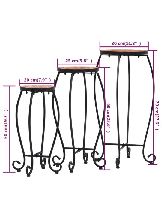 Mosaiikplaadiga lauad 3 tk, terrakota, keraamiline