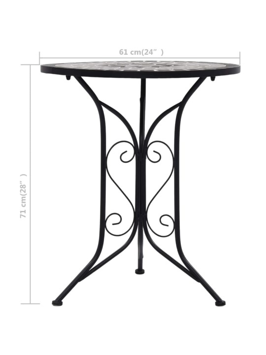 Mosaiikplaadiga bistroolaud, hall, 61 cm, keraamiline
