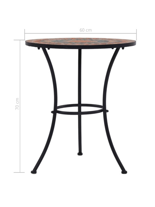 Mosaiikplaadiga bistroolaud, oranž/hall, 60 cm, keraamiline