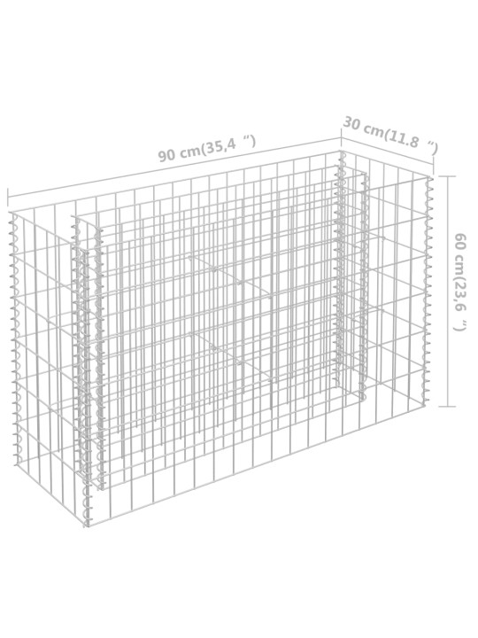 Gabioon-taimelava, tsingitud teras, 90 x 30 x 60 cm