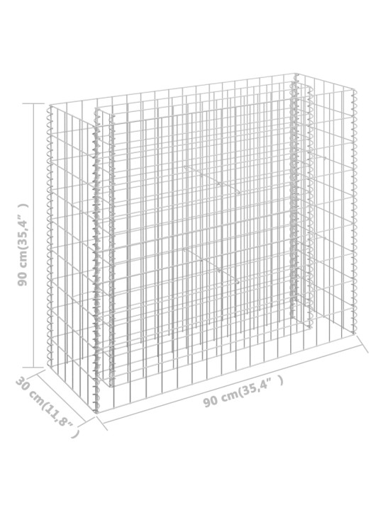 Gabioon-taimelava, tsingitud teras, 90 x 30 x 90 cm