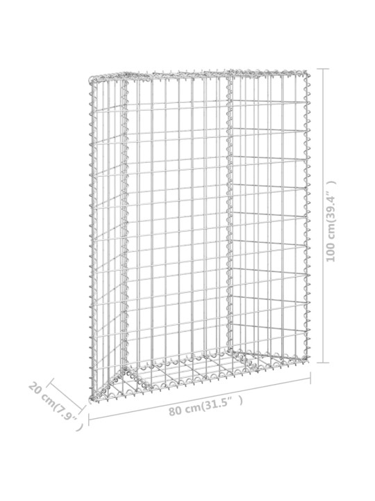 Gabioon-taimelava, tsingitud teras, 80 x 20 x 100 cm