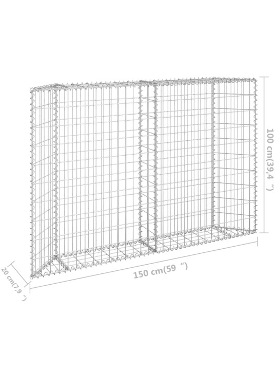 Gabioon-taimelava, tsingitud teras, 150 x 20 x 100 cm