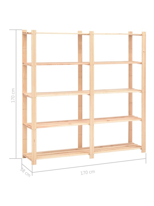 5-korruseline hoiuriiul 170 x 38 x 170 cm männipuit 500 kg