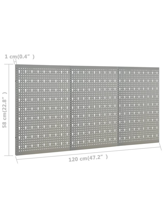 Seinale paigaldatav pulkadega paneel, 3 tk, 40 x 58 cm, teras