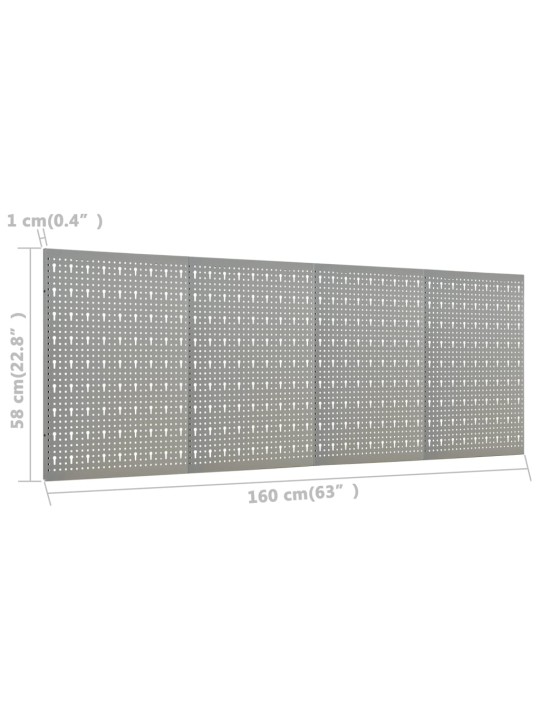 Seinale paigaldatav pulkadega paneel, 4 tk, 40 x 58 cm, teras